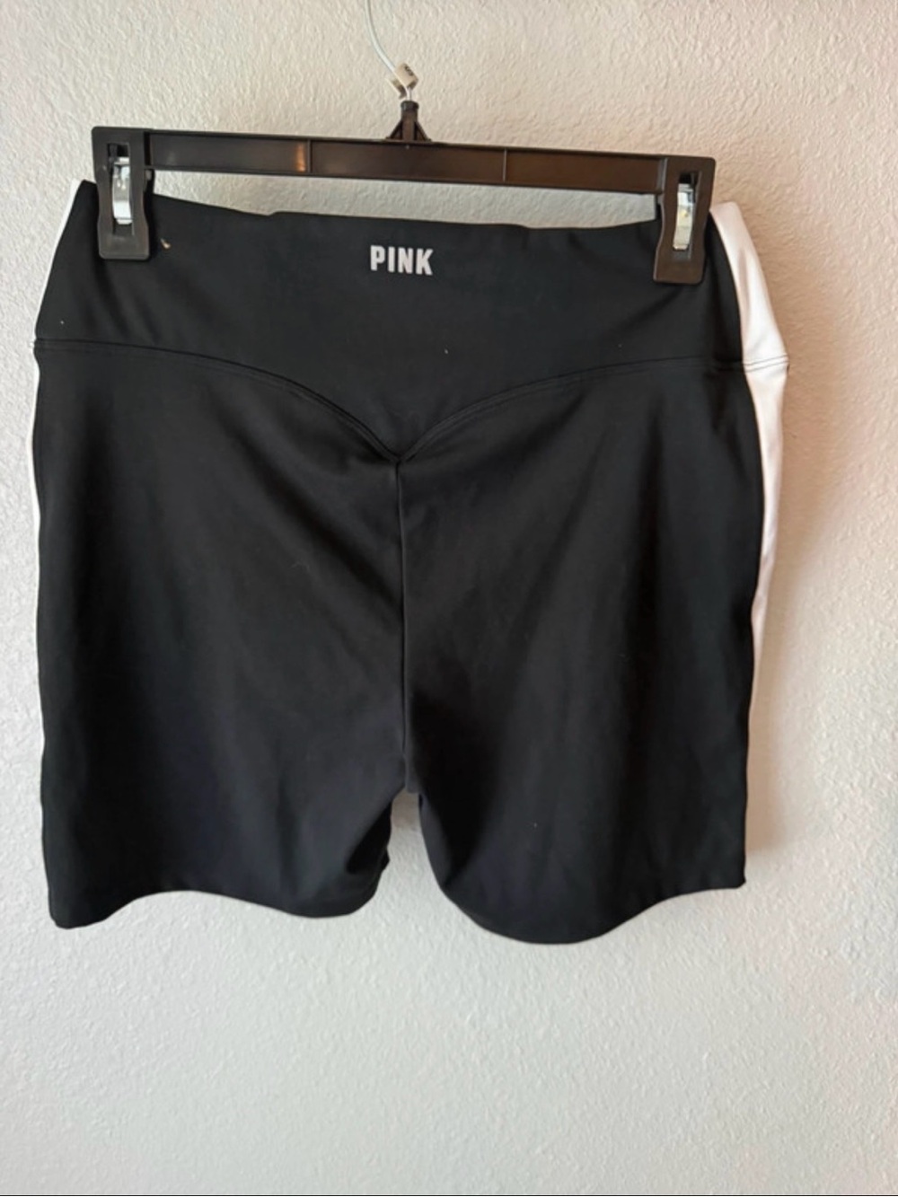 PINK Victoria's Secret Black Bike Shorts with White Side Panels